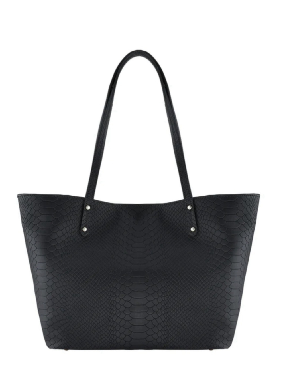 GiGi New York Taylor Tote Black Leather Python Embossed NWOT